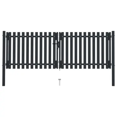 vidaXL Dvojna vrata za ograjo iz jekla 306x125 cm antracitna