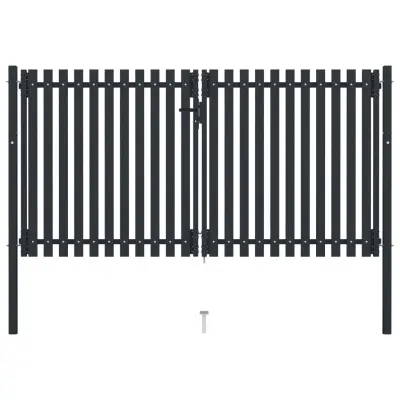 vidaXL Dvojna vrata za ograjo iz jekla 306x150 cm antracitna