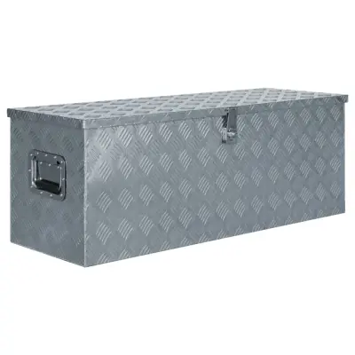 vidaXL Skrinja iz aluminija 110,5 x 38,5 x 40 cm srebrne barve