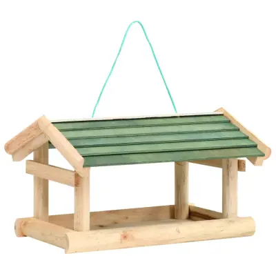 vidaXL Ptičja hranilnica iz trdnega lesa 35x29,5x21 cm