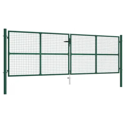 vidaXL Mrežasta vrtna vrata iz jekla 390x125 cm zelena