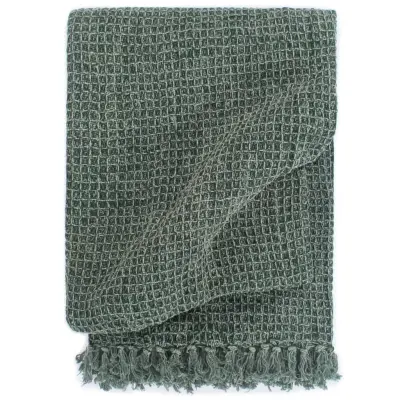vidaXL Odeja iz bombaža 125x150 cm temno zelena