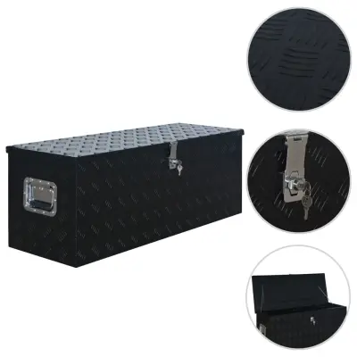 vidaXL Skrinja iz aluminija 1085x370x400 mm črna