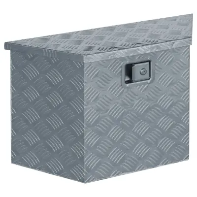 vidaXL Skrinja iz aluminija 70x24x42 cm trapezoid srebrne barve