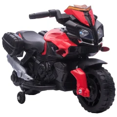 HOMCOM Otroško električno motorno kolo z žarometi in rogom, 6V baterija, hitrost 3 km/h, starost 18-48 mesecev, 88,5x42,5x49cm, rdeče