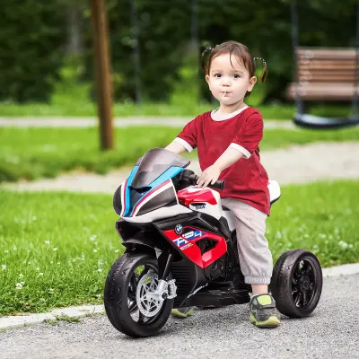 HOMCOM Otroško motorno kolo 18-60 mesecev, model BMW HP4 z žarometi, glasbo in pedali, PP in kovina, 82,5 × 42 × 54 cm, rdeče