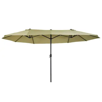 Outsunny Vrtni dežnik 460x270x240cm, dvojni, z odpiranjem na ročico, iz jekla in poliestra, barva kave