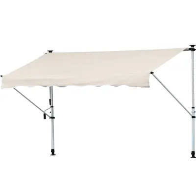 Outsunny Markiza z izvlečno ročico, teleskopskim kovinskim okvirjem in poliestrskim senčnikom 400 × 120 cm