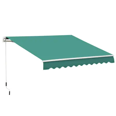 Outsunny ročna zložljiva tenda za vrata in okna, aluminij in poliester proti UV-žarkom, 295x245cm, temno zelena