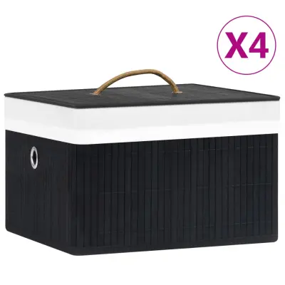vidaXL Škatle za shranjevanje iz bambusa 4 kosi črne