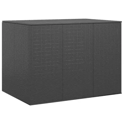 vidaXL Vrtna škatla za blazine PE ratan 145x100x103 cm črna