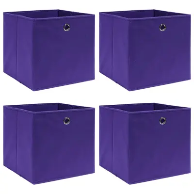 vidaXL Škatle 4 kosi netkano blago 28x28x28 cm vijolične