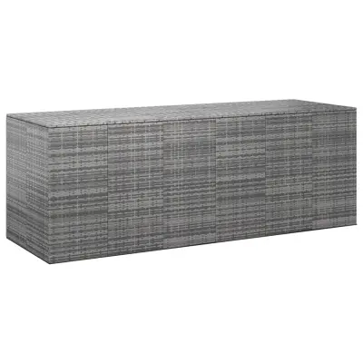 vidaXL Vrtna škatla za blazine PE ratan 291x100,5x104 cm siva