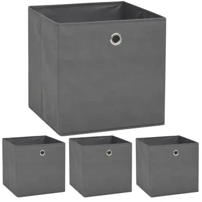 vidaXL Škatle za shranjevanje 4 kosi netkano blago 32x32x32 cm sive