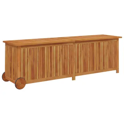 vidaXL Vrtna škatla s kolesi 150x50x58 cm trden akacijev les