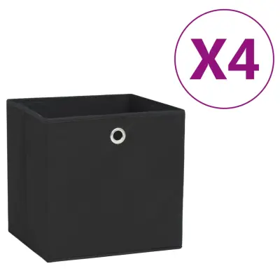 vidaXL Škatle 4 kosi netkano blago 28x28x28 cm črne