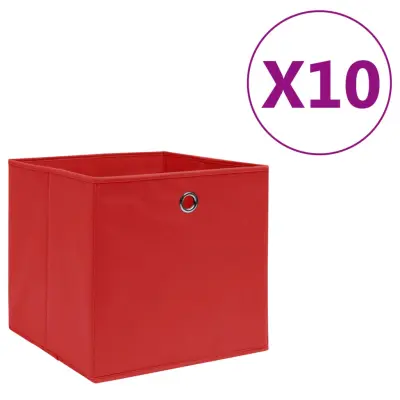 vidaXL Škatle 10 kosov netkano blago 28x28x28 cm rdeče