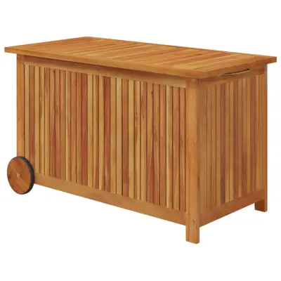 vidaXL Vrtna škatla s kolesi 90x50x58 cm trden akacijev les