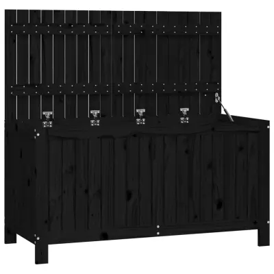 vidaXL Vrtna škatla črna 121x55x64 cm trdna borovina