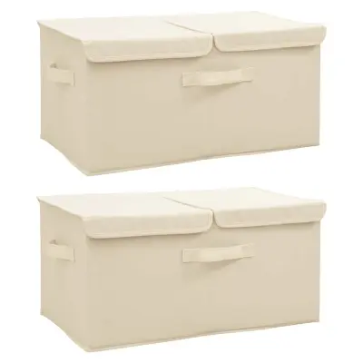 vidaXL Škatla za shranjevanje 2 kosa blago 50x30x25 cm krem