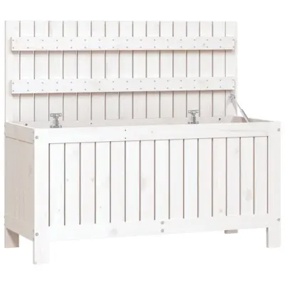 vidaXL Vrtna škatla bela 108x42,5x54 cm trdna borovina