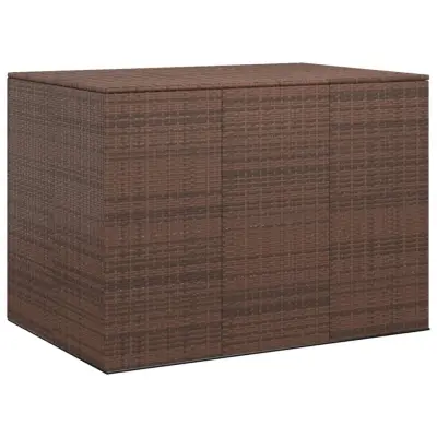 vidaXL Vrtna škatla za blazine PE ratan 145x100x103 cm rjava