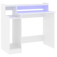 vidaXL Pisalna miza z LED lučkami bela 97x45x90 cm inženirski les
