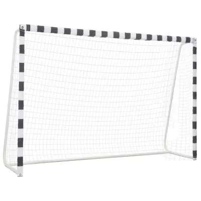 vidaXL Nogometni gol 300x200x90 cm kovinski črn in bel