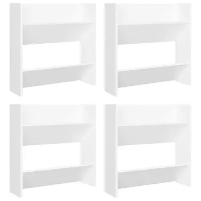vidaXL Stenska omara za čevlje 4 kosi bela 60x18x60 cm iverna pl.