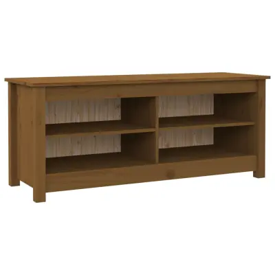 vidaXL Klop za čevlje medeno rjava 110x38x45,5 cm trdna borovina
