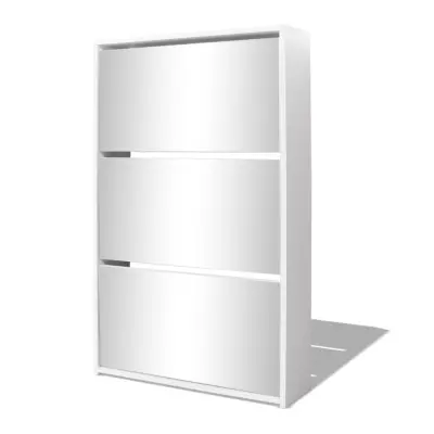 vidaXL Omarica za čevlje 3 nadstropna z ogledalom bela 63x17x102,5 cm