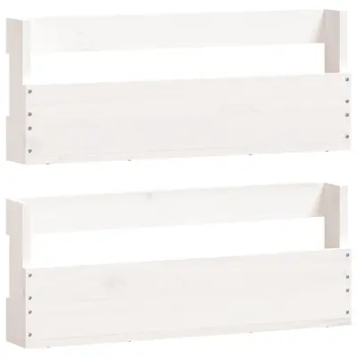 vidaXL Stenski regal za čevlje 2 kosa bel 59x9x23 cm trdna borovina