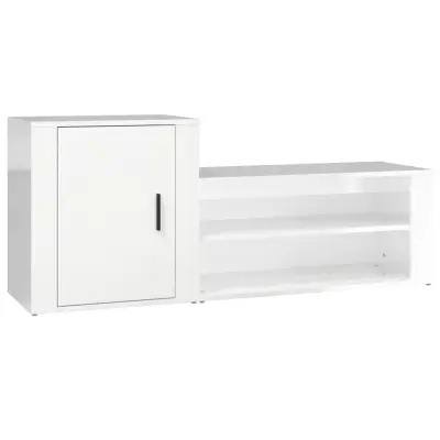 vidaXL Omarica za čevlje visok sijaj bela 130x35x54 cm inženirski les
