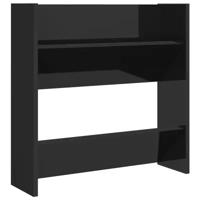 vidaXL Stenska omara za čevlje visok sijaj črna 60x18x60 cm iverna pl.