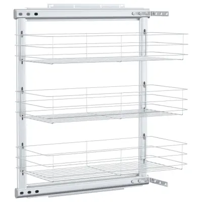 vidaXL Izvlečna kuhinjska košara 3-nadstropna srebrna 47x25x56 cm