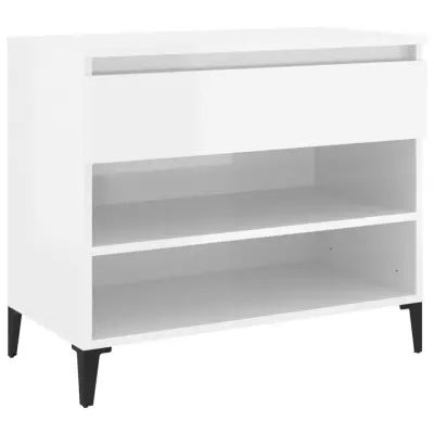 vidaXL Omarica za čevlje visok sijaj bela 70x36x60 cm inženirski les