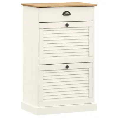 vidaXL Omara za čevlje VIGO 60x35x96 cm bela trdna borovina