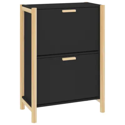 vidaXL Omarica za čevlje črna 57,5x33x80 cm inženirski les