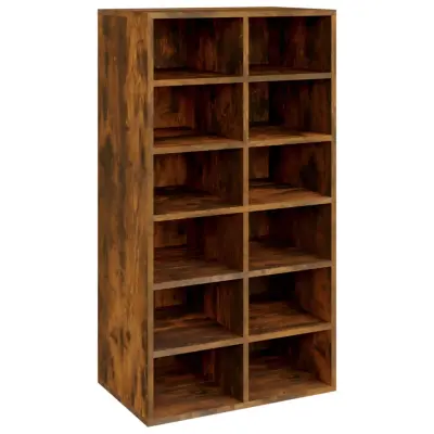vidaXL Stojalo za čevlje dimljen hrast 54x34x100,5 cm inženirski les