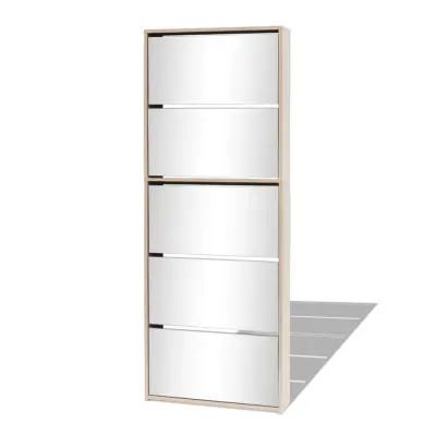 vidaXL Omarica za čevlje 5-nadstropna z ogledali hrast 63x17x169,5 cm