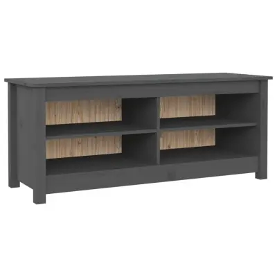 vidaXL Klop za čevlje siva 110x38x45,5 cm trdna borovina