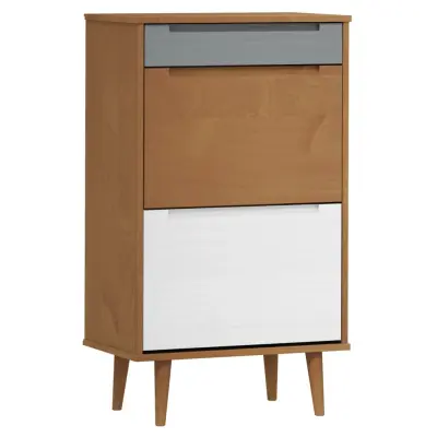 vidaXL Omara za čevlje MOLDE rjava 59,5x35x103 cm trdna borovina