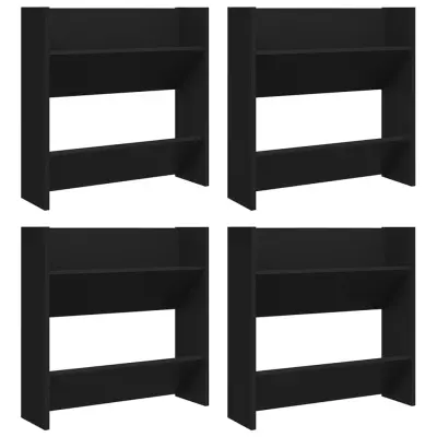 vidaXL Stenske omare za čevlje 4 kosi črne 60x18x60 cm iverna plošča