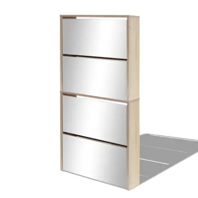 vidaXL Omarica za čevlje 4-nadstropna z ogledali hrast 63x17x134 cm