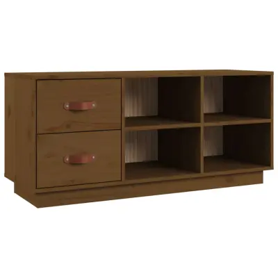 vidaXL Klop za čevlje medeno rjava 100x34x45 cm trdna borovina