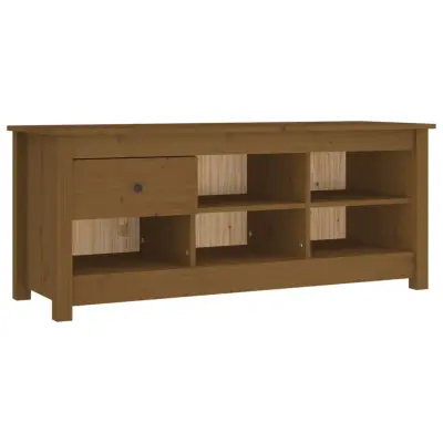 vidaXL Omarica za čevlje medeno rjava 110x38x45,5 cm trdna borovina