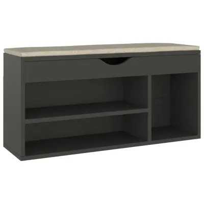 vidaXL Klop za čevlje z blazino siva 104x30x49 cm inženirski les