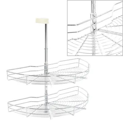 vidaXL Kuhinjska košara 2-nadstropna srebrna 180 stopinj 75x38x80 cm