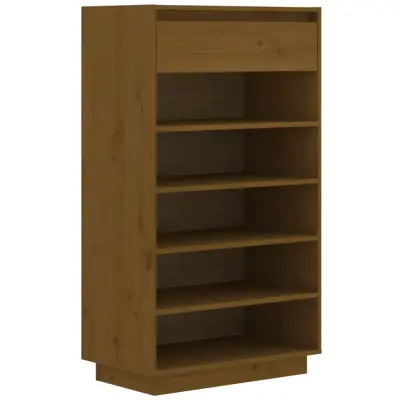 vidaXL Omarica za čevlje medeno rjava 60x34x105 cm trdna borovina