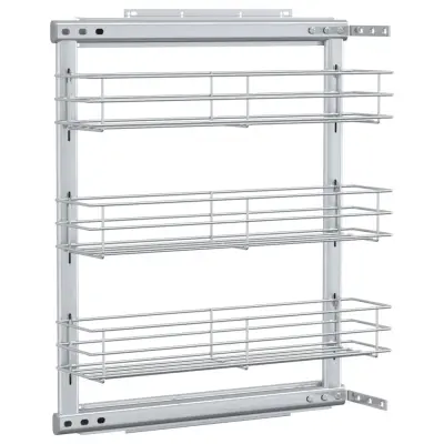 vidaXL Izvlečna kuhinjska košara 3-nadstropna srebrna 47x15,5x55,5 cm
